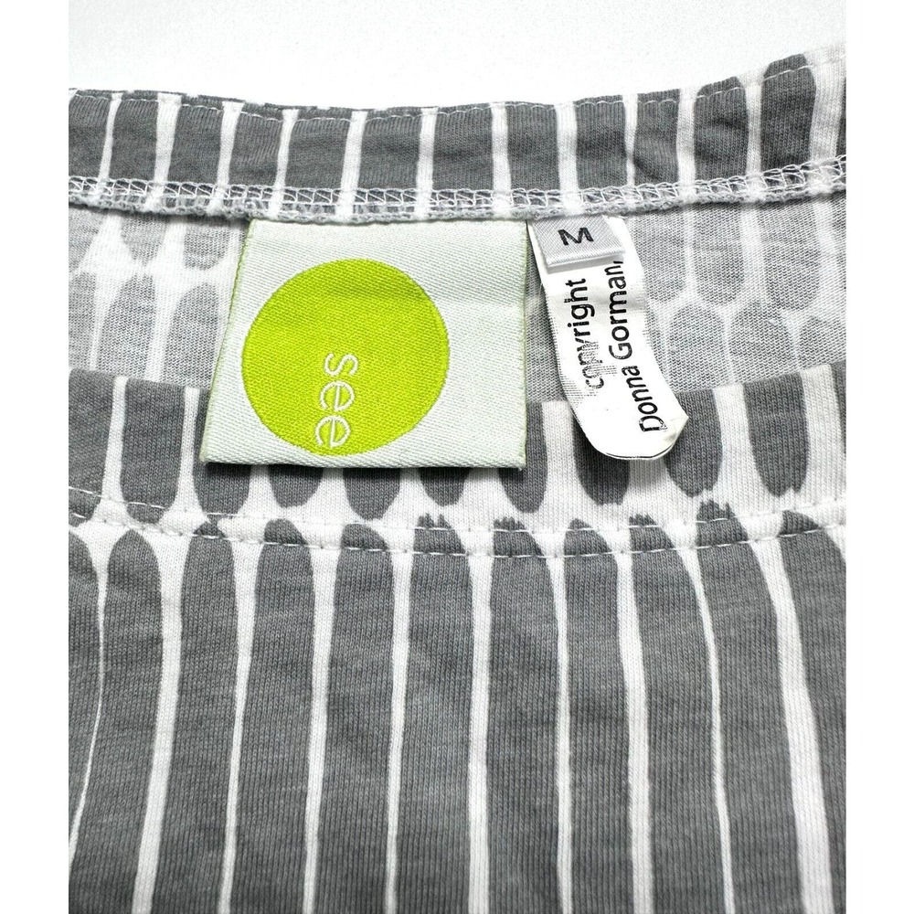 See Design Donna Gorman Sage Green Geometric Print Shirt Tunic Dress Size M - Picture 3 of 8